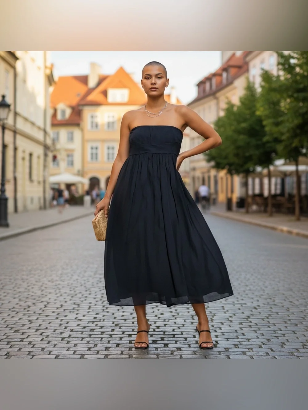 J.Crew Black Strapless Silk Chiffon Cocktail Dress‎